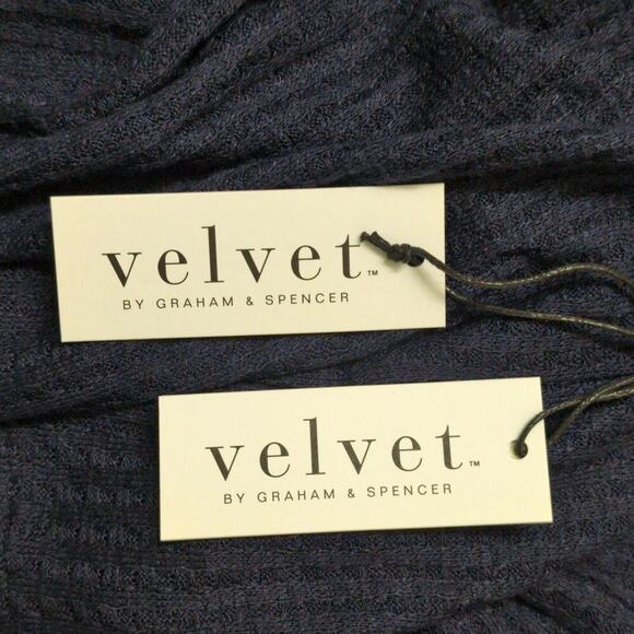 NWT Velvet By Graham & Spencer Navy Long Sleeve Open Front Drape Cardigan Size S - Picture 8 of 9